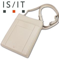 イズイット IS/IT 牛革 ミニショルダーバッグ ベージュ系 メンズ レディース 定価22,000円 コンパクト スマホショルダー ミニショルダーバッグ 男女兼用 スリム
