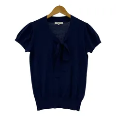 NATURAL BEAUTY BASIC ナチュラルビューティーベーシック リボン 半袖 ニットカットソー sizeM/ネイビー