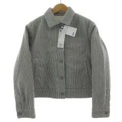 ジーユー GU ×キムジョーンズ KIM JONES ウラボアデニムジャケット ステンカラー 中綿入り ヒッコリー ストライプ ネイビー 紺 オフ白 S