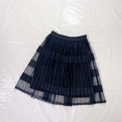 美品 ZARA ザラ 女の子 子供用 スカート 134cm ネイビー ボーダー チュール プリーツ ウエストゴム カジュアル かわいい おしゃれ 入学式 フォーマル セレモニー
