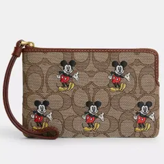 [新品値下げ] ディズニー×コーチ コーナー ジップリストレット シグネチャー ジャガード ミッキーマウス
