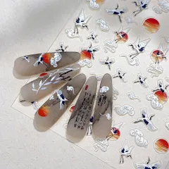 ネイルシール　鶴　和風　おしゃれ　着物　成人式　前撮り　コスプレ　お土産シンプル