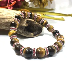 タイガーアイ パワーストーン ブレスレット 天然石 10mm （ピンク）メンズ・レディース 男性・女性 数珠ブレス 開運  [3] 