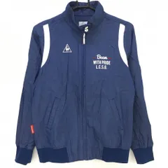 【超美品】ルコック ジャケットブルゾン ネイビー×白 薄手 デニム調 ロゴ刺しゅう レディース M ゴルフウェア le coq sportif