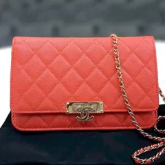 美品☆　シャネル　キャビアスキン　チェーンウォレット　マトラッセ　28番台