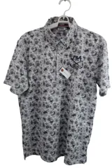 【美品】FILA GOLF(フィラゴルフ) ポロシャツ 白グレー総柄 メンズ L ゴルフ用品 2504-0524 中古