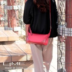 ショルダーバッグ レディース ナイロン 本革 L1725 LIME ライム ミニショルダー 軽量 撥水 レッド