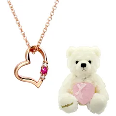 [シアーズ]  ハート ネックレス ピンクゴールドカラー 7月 ルビー ホワイト ピンク ブラウン ミント イエロー テディ ベア 1491p-tdt-01
