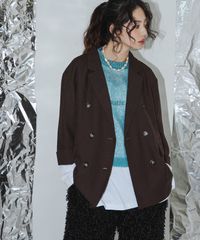 Anui 男女兼用 ラインスリーブジャケット ブラウン 四季凪アキラ着用 