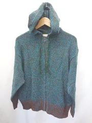 ◇ ⊇ UNIQLO × MARNI ミックスカラー 長袖 ニット ジップアップ パーカー サイズM ブルー マルチ レディース E  【1410230020959】
