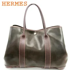 HERMES　エルメス　アマゾニア　PM　こげ茶　あんしん鑑定　専用クリーム付き HERMES エルメス ガーデンパーティPM アマゾニア ダークブラウン