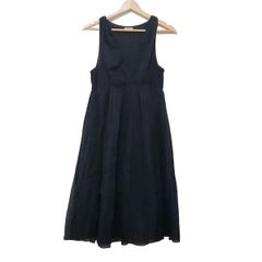miumiu(ミュウミュウ) ワンピース サイズ38 S レディース美品  - 黒 Vネック/ノースリーブ/ロング