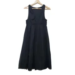 miumiu(ミュウミュウ) ワンピース サイズ38 S レディース美品  - 黒 Vネック/ノースリーブ/ロング
