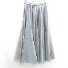 ◇ ⊂ green label relaxing ウエストゴム チュール 透け感 ロング丈 フレア スカート サイズＦ グレー系 レディース E  【1412260018784】