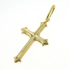 クロス ペンダントトップ K18 18金 イエローゴールド 約1.0g アクセサリー 裏面マット仕上げ