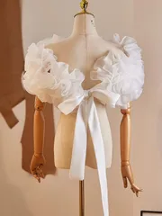 ❤️アレンジ ウェディングボレロ ウエディングボレロ ショール 二の腕カバー 花嫁 結婚式 二次会 披露宴 お色直し 前撮り ホワイト