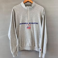 00's RUSSELL ATHLETIC ラッセルアスレチック ハーフジップ ライトスウェット トレーナー ライトグレー メンズ Mサイズ