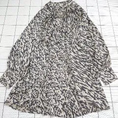 ◇ ⊂ H&M エイチアンドエム 柄入り 長袖 膝下丈 ワンピース サイズ3XL ベージュ系 レディース E  【1508250010279】