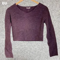 GU パフィータッチVネッククロップドセーター  ショート丈 Mサイズ