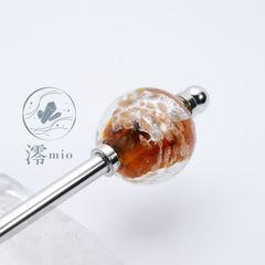 かんざし とんぼ玉 茶色 飴色 ブラウン ヘアアクセサリー まとめ髪 ギフト プレゼント 和装 着物 浴衣 上品 大人 キラキラ