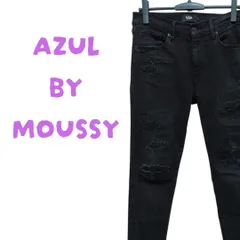 AZUL BY MOUSSY アズール バイ マウジー 綿混 ダメージ加工 ストレッチ スキニー ブラックデニム Lサイズ