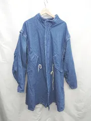 ■ ⊇ forksy. デニム生地 2WAY 長袖 モッズコート サイズF インディゴブルー レディース E  【1503050037471】