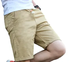 [レリカ] ゆったり 無地 ハーフ チノ ショート パンツ 短パン メンズ クロップパンツ ゴルフウェア 川 子供服 ショートパンツ ショート 春夏 (M, ベージュ) [ベージュ] [M]
