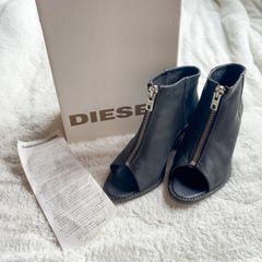 DIESELディーゼル オープントゥ　ショートブーツ ブーツ　24 レザーブーツ　ブラック　黒　本革　定価28000