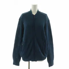 ランバン LANVIN コレクション COLLECTION ニットジャケット ジップアップ クルーネック 長袖 L 青 ブルー /NQのサムネイル