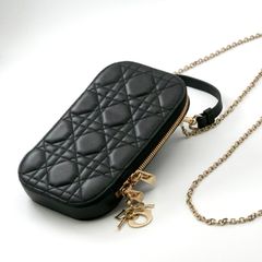クリスチャンディオール CHRISTIAN DIOR 携帯・スマホアクセサリー ブラック ゴールド レディディオール カナージュ Call in Dior フォンホルダー フォンケース モバイルポーチ