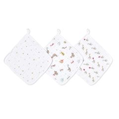 aden + anais essentials (エイデンアンドアネイエッセンシャルズ) elephant circus EWCC30017 27.5 x 27.5cm モスリン コットン ウォッシュクロス 3枚 セット ループ付きタオル タオル ガーゼハ 0