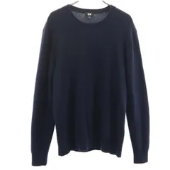 UNIQLO ユニクロ カシミヤ100% 長袖 セーター M ネイビー ニット メンズ 古着