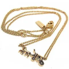 【新品 未使用】コーチ ネックレス COACH アウトレット ホース アンド キャリッジ ダブル チェーン ペンダント ネックレス  F33375 GLD