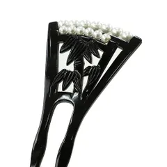 かんざし バチ型 髪飾り 成人式 振袖 前撮り 袴 黒 透かし彫り パール おしゃれ かわいい 日本製 小さい ウェディング シンプ No.10-2797