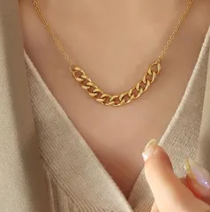シンプル&クール♪【ゴールドのチェーンネックレス】肌に優しい♡サージカルステンレス316L使用♪18Kコーティング＊
