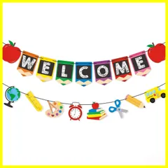 【最短発送】飾り 新学期 ガーランド 幼稚園 飾り付け ガーランド 誕生日祝い welcome 運動会 文化祭 バナー 保育園 入園式 ウェルカム 入学式 教室 ウェルカム 壁飾り 写真 Mollytek 小道具