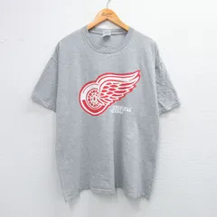 XL/古着 半袖 ビンテージ Tシャツ メンズ 00s NHL デトロイトレッドウィングス ミラーライト ビール クルーネック グレー 霜降り アイスホ