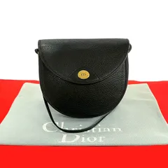 極 美品 希少品 Christian Dior ディオール ヴィンテージ CD ロゴ 金具 レザー 本革 ミニ ショルダーバッグ ポシェット ブラック 185-3