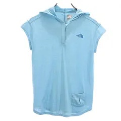 ノースフェイス NTW11281 アウトドア フード ボーダー 半袖 Tシャツ M ブルー系 THE NORTH FACE ロゴ レディース 【中古】  【230628】 メール便可