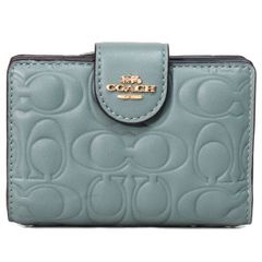 コーチ 財布 COACH レザー シグネチャー 型押し ロゴ ミディアム コーナー ジップ ウォレット 二つ折り財布 セージ CZ341