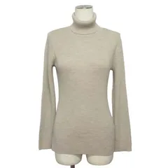 ユニクロ UNIQLO ファインメリノリブタートルネックセーター ウール XL ベージュ