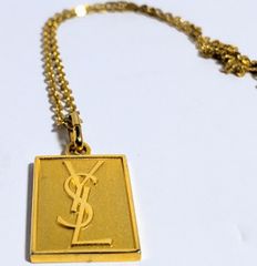 【USED中古品】  イヴサンローラン ネックレス アクセサリー ペンダント YSLロゴ カサンドラロゴ タグ ゴールドGP 正規品 フォロー割