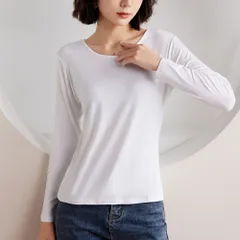 ☆ ホワイト ☆ M ☆ 長袖Ｔシャツ インナー クルーネック レディース ylm3195 インナー レディース 長袖 肌着 下着 シャツ Tシャツ トップス カットソー ロンT ロングTシャツ クルーネック 吸湿性 放熱性 重ね着 スリム 無地 シンプル