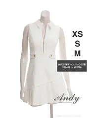ホワイト[OF05] [ON2942-B-2506]XSサイズあり【ANDY/アンディ】襟付き/ ノースリーブ/ フロントジップ/ プリーツ/ フレア/ ワンピース/ ミニドレス/ キャバドレス