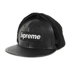 Supreme シュプリーム キャップ サイズ:7 1/2(59.6cm) 22AW NEW ERA Leather Earflap Box Logo ニューエラ イヤーフラップ レザー ボックスロゴ ベースボールキャップ ブラック 黒 帽子 コラボのサムネイル