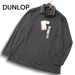 【新品 未使用】 DUNLOP ダンロップ ゴルフ 秋冬 裏起毛★ 長袖 ボーダー ポロシャツ Sz.LL メンズ 灰 グレー 大きいサイズ