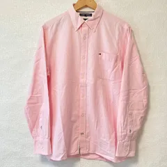 大きいサイズ！XL！(^w^)b TOMMY HILFIGER トミーヒルフィガー custom fit コットン100% ボタンダウン 長袖 シャツ シンプル 爽やか トップス オフィスカジュアル ビジネス フォーマル ピンク メンズ 男性