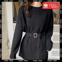 ニットワンピース レディース 韓国風 長袖 ベルト付き ミニワンピース セーター ゆったり 体型カバー 着やせ 無地 秋冬 大人可愛い おしゃれ CH99GLT-006