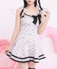 夢展望公式 [新品未使用] フリルリボンワンピース水着 [ハートドットグレージュ] 他カラー別ページ有  水着 水着 535548-04