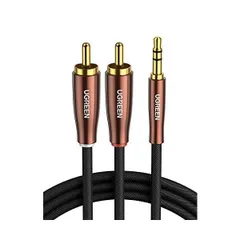 UGREEN 3.5mm to 2RCA オーディオケーブル ステレオミニプラグ 3.5mmオス - 2RCAオス 高耐久性構造 スマホ (1m)